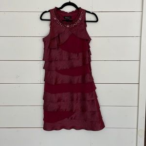 Maroon Ruffle Dress, Size 6